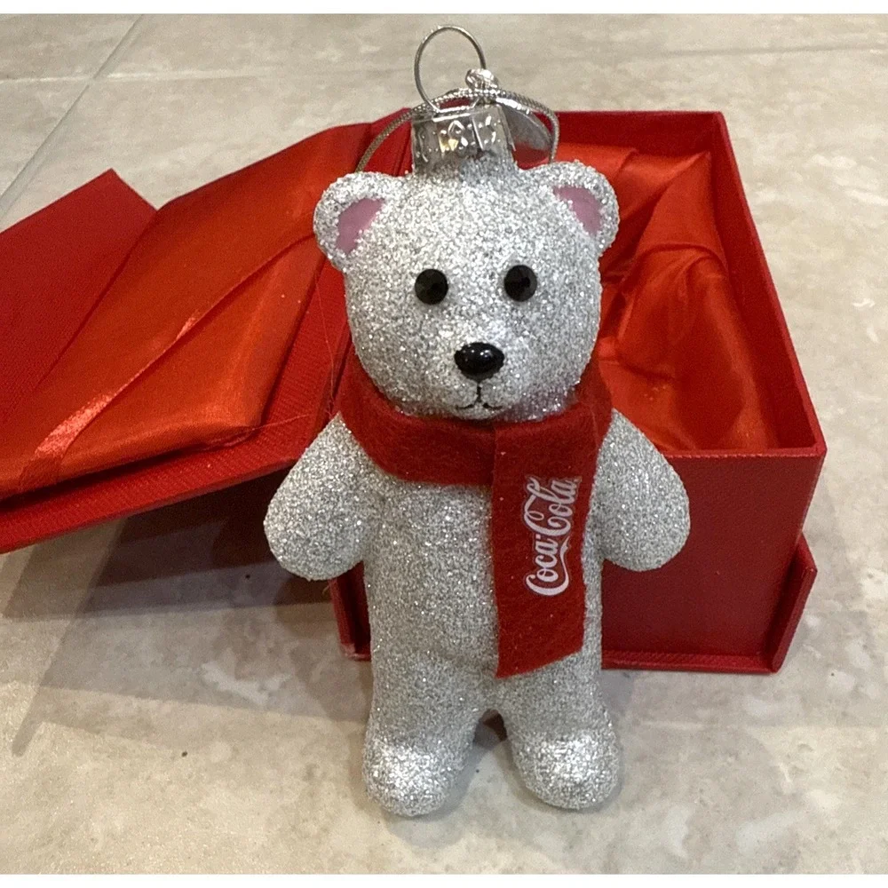 2014 Coke Cola St‎ Jude's Swarovski Silver Glitter Crystal Bear Ornament 158/400